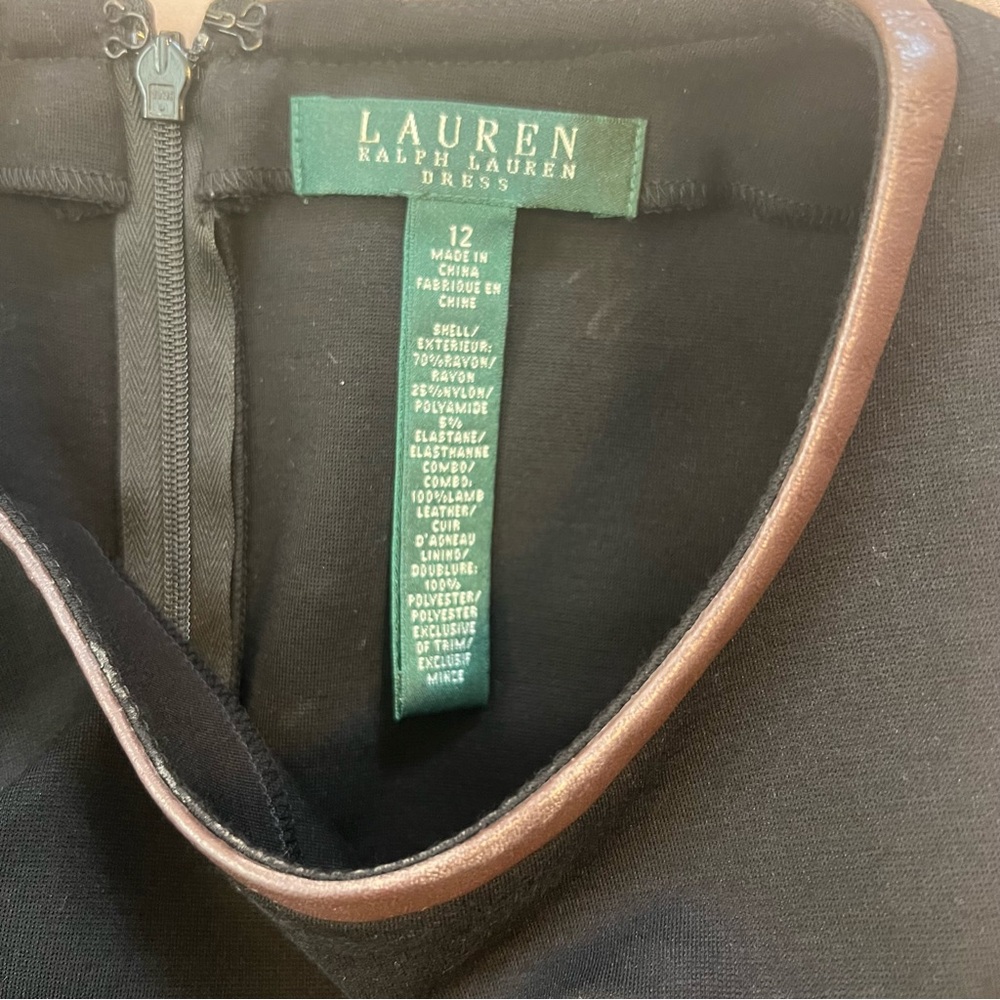 Lauren Ralph Lauren Black Dress with Leather Striped Accents - Picture 2 of 10